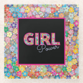 Girl-Power | Pink Girly Beautiful Wildblume Frauen Glasuntersetzer