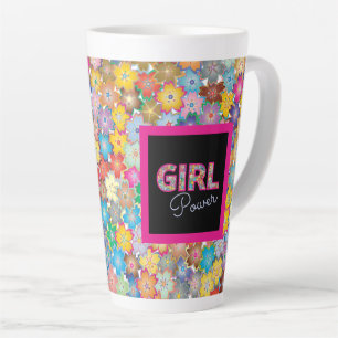 Girl-Power   Pink Girly Beautiful Wildblume Frauen Milchtasse