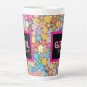 Girl-Power | Pink Girly Beautiful Wildblume Frauen Milchtasse (Vorderseite)