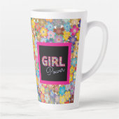 Girl-Power | Pink Girly Beautiful Wildblume Frauen Milchtasse (Rechts)
