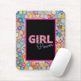 Girl-Power | Pink Girly Beautiful Wildblume Frauen Mousepad