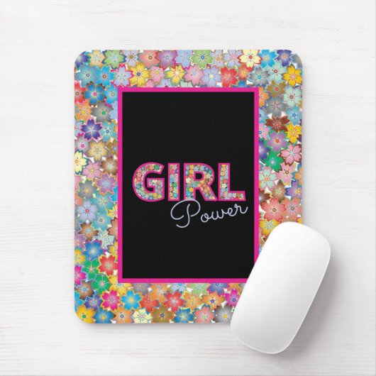 Girl-Power | Pink Girly Beautiful Wildblume Frauen Mousepad (Mit Mouse)
