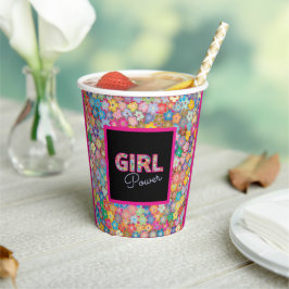 Girl-Power | Pink Girly Beautiful Wildblume Frauen Pappbecher