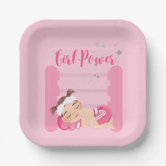 Girl-Power pink Pappteller (Vorderseite)