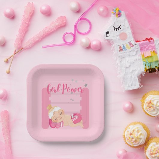 Girl-Power pink Pappteller (Party)