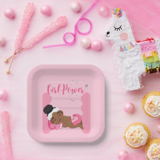 Girl-Power pink Pappteller (Party)