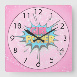 Girl-Power Quadratische Wanduhr