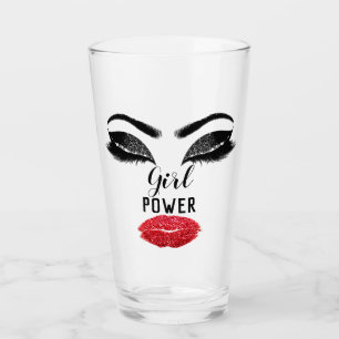 Girl Power Red Kiss Lips Brautparty Glas