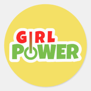 Girl-Power Runder Aufkleber
