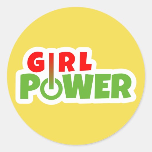 Girl-Power Runder Aufkleber (Vorderseite)