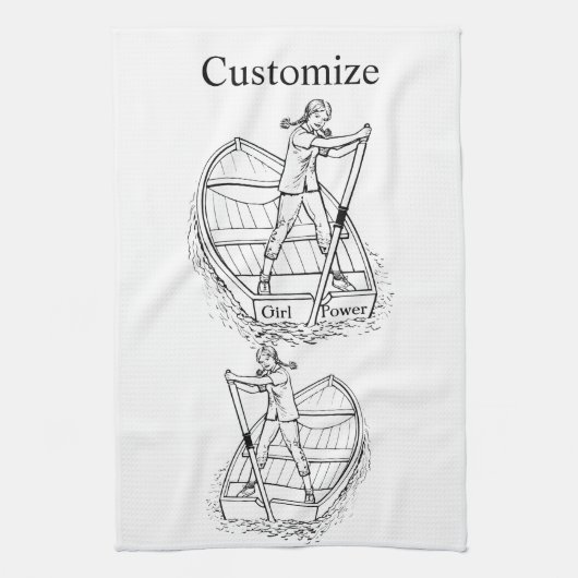 Girl Power Sculling Boat Thunder_Cove Geschirrtuch (Vertikal)