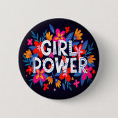 Girl-Power-Symbol-Blumentaste Button (Vorderseite)