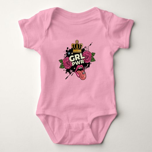 Girl Power Tattoo Style Baby Strampler (Vorderseite)