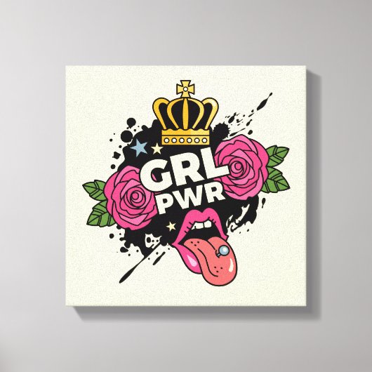 Girl Power Tattoo Style Leinwanddruck (Vorderseite)