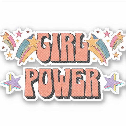 Girl-Power-Textdesign mit Sternen Aufkleber (Vorderseite)