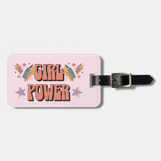 Girl-Power-Textdesign mit Sternen Gepäckanhänger (Vorderseite horizontal)