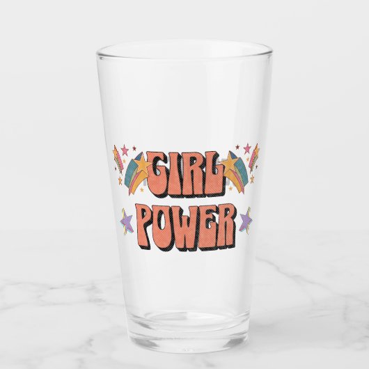 Girl-Power-Textdesign mit Sternen Glas (Vorderseite)