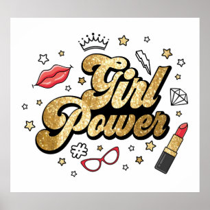 Girl Power: Vintager feministischer Glitzer. Poster