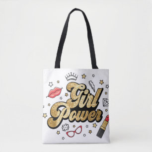Girl Power: Vintager feministischer Glitzer. Tasche