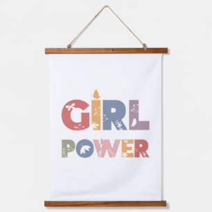 Girl-Power Wandteppich Mit Holzrahmen