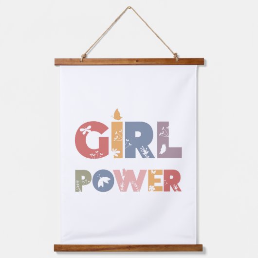 Girl-Power Wandteppich Mit Holzrahmen (Vorderseite)