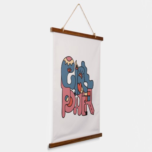 Girl-Power Wandteppich Mit Holzrahmen (Gewinkelt)