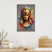 Girl-Power: Warrior-Frau v01 Poster (Küche)