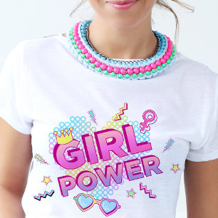 Girl Powers 80er 90s Retro Groovy Bright farbenfro T-Shirt