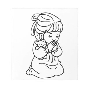 Girl Praying Illustration Notizblock