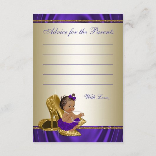 Girl Predictions and Advice Cards Girl Baby Shower Hinweiskarte (Rückseite)