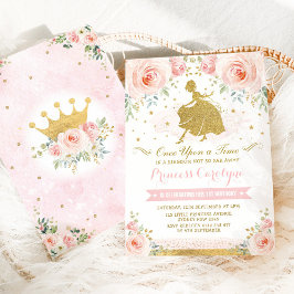 Girl Princess Blush Pink Gold Floral Geburtstag Einladung