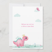 Girl Princess Dinosaur Pink & Aquamarine Geburtsta Einladung (Rückseite)