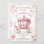 Girl Princess einmal am 4. Geburtstag Einladung (Vorderseite)