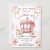 Girl Princess einmal am 7. Geburtstag Einladung (Vorderseite)