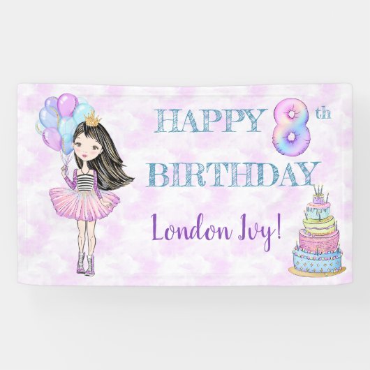Girl Princess Lavender Turquoise Banner (Horizontal)