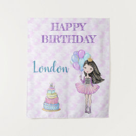 Girl Princess Lavender Turquoise Gold Wandteppich