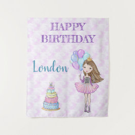 Girl Princess Lavender Turquoise Gold Wandteppich