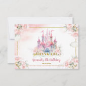 Girl Princess Royal Castle 5. Geburtstag Dankeskarte (Vorderseite)