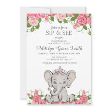 Girl Princess Tiara Elephant Pink Floral Sip Siehe