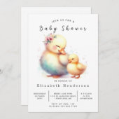 Girl Printable Duck Baby Duck Einladung (Vorne/Hinten)