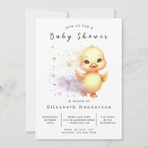 Girl Printable Duck Baby Duck Einladung