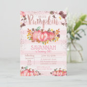 Girl Pumpkin 1. Geburtstag Einladung - Fall (Stehend Vorderseite)