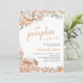 Girl Pumpkin Baby Shower Einladung (Stehend Vorderseite)