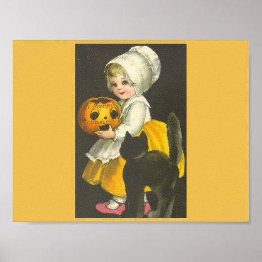 Girl Pumpkin Black Cat Vintages Halloween-Poster Poster (Vorne)