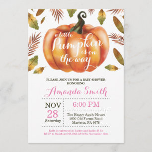 Girl Pumpkin Fall Babydusche Einladung
