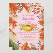 Girl Pumpkin Fall Birthday Einladung (Vorne/Hinten)
