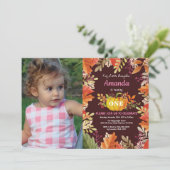 Girl Pumpkin Fall Birthday Einladung (Stehend Vorderseite)