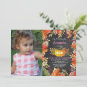 Girl Pumpkin Fall Birthday Einladung (Stehend Vorderseite)