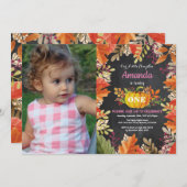 Girl Pumpkin Fall Birthday Einladung (Vorne/Hinten)
