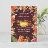 Girl Pumpkin Fall Birthday Einladung (Stehend Vorderseite)